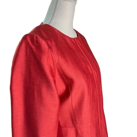 J. Crew Silk Cotton Blend Coral Scoop Neck Jacket Size Medium - Picture 10 of 16